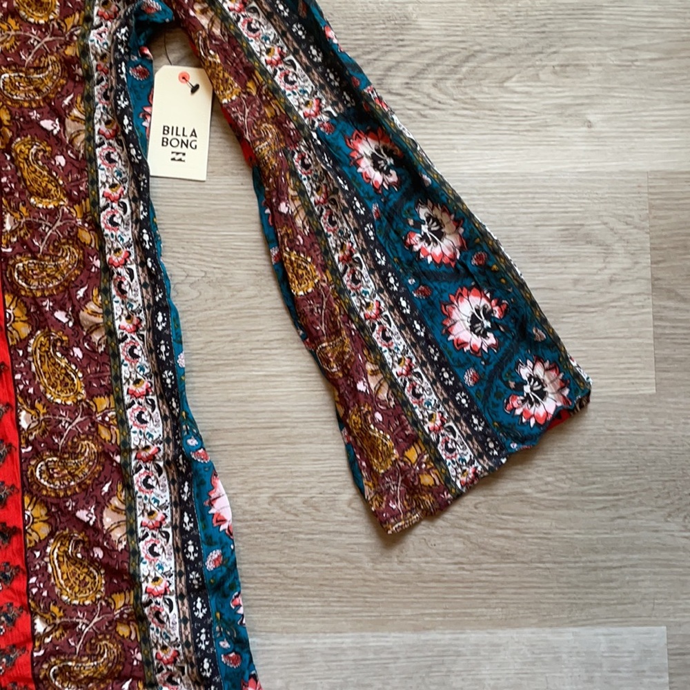 NWT Billabong Peasant Bohemian BOHO Open back patterned floral dress Small - Picture 9 of 9